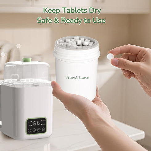 90 Count Detergent Tablets for All Brands Baby Bottle Washers, Gentle Formula Baby Bottle Washer Tablets with Storage