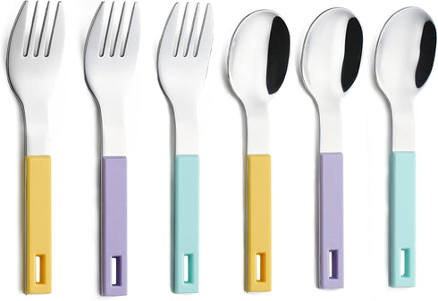 ANNOVA Children's Flatware, 6 Pieces Kids Silverware - Stainless Steel, 3 Safe Forks, 3 Tablespoons, Toddler Utensils