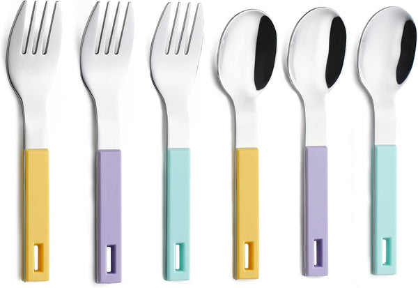 ANNOVA Children's Flatware, 6 Pieces Kids Silverware - Stainless Steel, 3 Safe Forks, 3 Tablespoons, Toddler Utensils