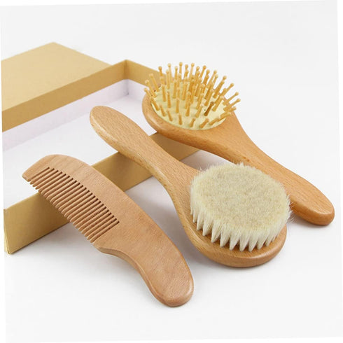 FUNNETOYU Set 4pcs Set Infant Hair Brush for Newborns Baby Hair Brush and Comb for Baby Shower