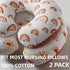 FIGEPO 2 Pack 100% Muslin Nursing Pillow Cover Cotton Boho Neutral Stretchy Removable Baby Nursing Covers
