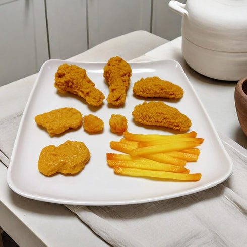 Generic 17pcs Set, Artificial Fake Fried Food Model Included Fake Fried Chicken Leg &Wing&Nuggets&Popcorn and Fake