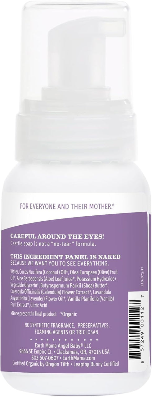 Earth Mama 5.3 Oz Calming Lavender Baby Wash Liquid Foaming Hand Soap, Organic All-Purpose Lavender Body Wash