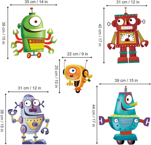 Cartoon Robot Wall Stickers, DIY Removable Vinyl Wall Decals for Kids Nursery Bedroom Playroom Decor