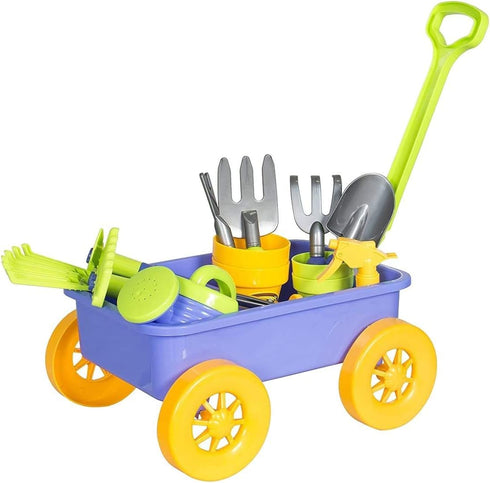 Wheelbarrow Set 10 4 Set deAO Kids Garden Wagon and Gardening Tools Play Includes Accessories and Plant Pots,Great