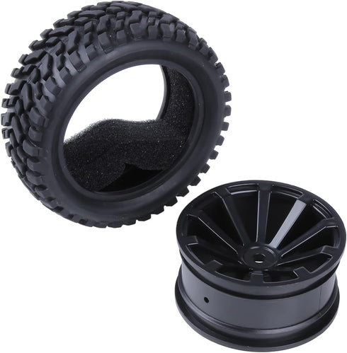 Hobbypark Rubber RC Car Tires & Wheel Rims, Outer Diameter 2.99 inch / 76mm, Foam Inserts (4-Pack).