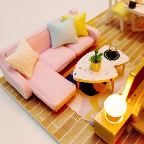 1:24 GuDoQi DIY Miniature Dollhouse Kit, Tiny House kit with Furniture and Music, Miniature House Kit Scale, Great