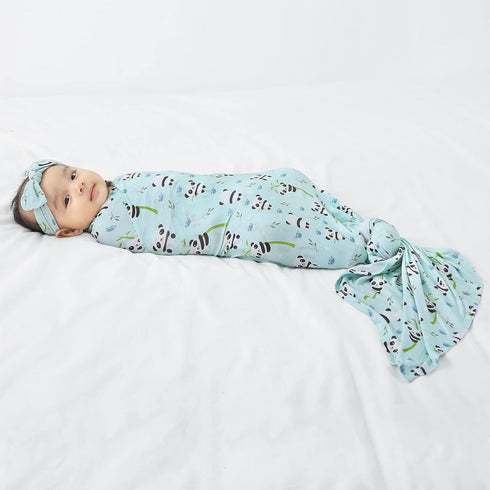 Set, Baby Swaddle Blanket - Large Premium Knit - Infant Swaddling Wrap, Receiving Blanket and Headband Baby Shower
