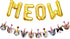 Bessmoso Funny Cat Party Garland, Meow Letter Balloons Cats Faces Banner for Cat Theme Party