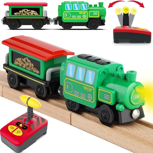 Battery Operated Locomotive Train Set for Wooden Train Tracks, Powerful Engine Train