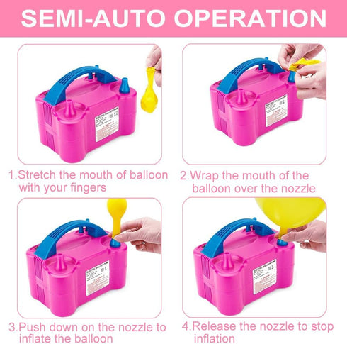 Electric Balloon Pump, 110V-120V Portable Dual Nozzle Blower with Balloons, Tying Tools for Party Decorations