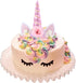 Pink Unicorns Cake Topper Decorations for Girls - Handmade Birthday Party Supplies with Eyelashes, 5.8 Inch