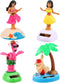 4 Pack Hawaii Girl Solar Powered Dancing Toys, Flapping Wings Flamingo Car Shaking Head Dancer Doll