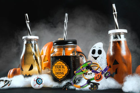 Set UpBrands Halloween Party Favor Zipper Bracelets for Kids Fidget Toy Bulk for Party Prizes & Handouts, Treat Bag