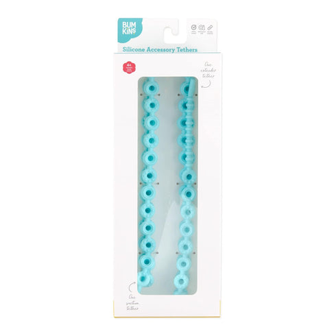 Bumkins Pacifier Clip Feeding Supplies for Baby Girl or Boy, Safe Platinum Silicone Toy Straps for Teether, Blue