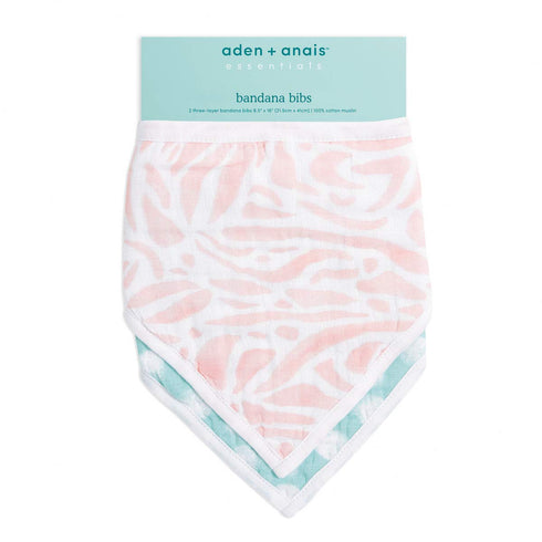 100% 3 2 Pack, aden + anais essentials Bandana Baby Bib, Cotton Muslin, Layer Burp Cloth, Super Soft & Absorbent
