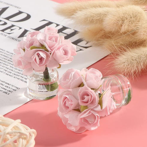 Zhuluck 2 1:12 Pcs Dollhouse Miniature Flowers Dollhouse Mini Vase with Flower Dolls House Flower Glass Vase Scale