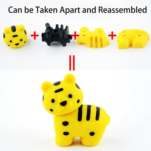 60Pcs Animal Erasers Desk Pets - Bulk Puzzle Toys for Classroom Prizes, Game Rewards