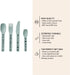 Design Letters Eat & Learn Toddler Fork, Knife & Spoon Set - 4 Design in Denmark, BPA/BPS Free, Green