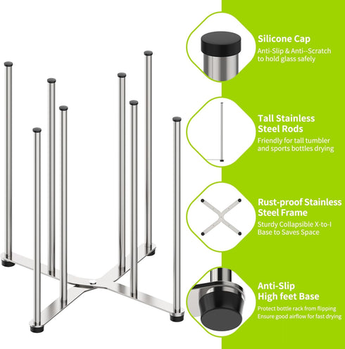 Countertop Reusable Bag & Bottle Drying Rack, Baby Bottle Drying Rack, Collapsible Cup Drying Rack for Glass, Mugs