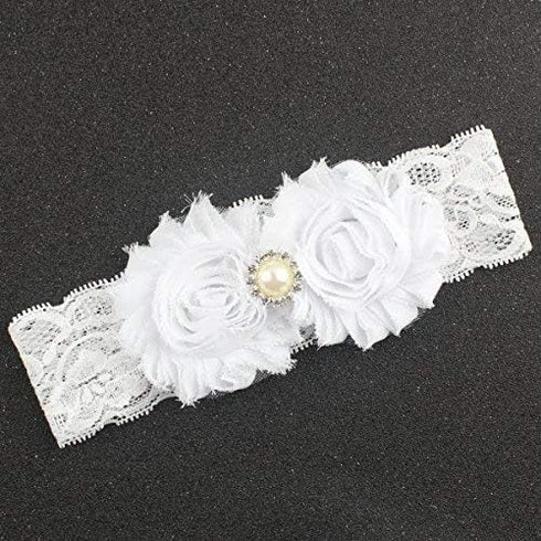 Miugle Baby Christening Headbands for Baby Girl Baptism with Bows, White, 0-3 years