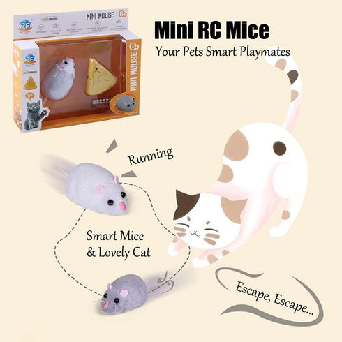 Tipmant Mini RC Mice - IR Remote Control Rat Mouse Animal Prank Joke Toys for Cat Dog Kids, White