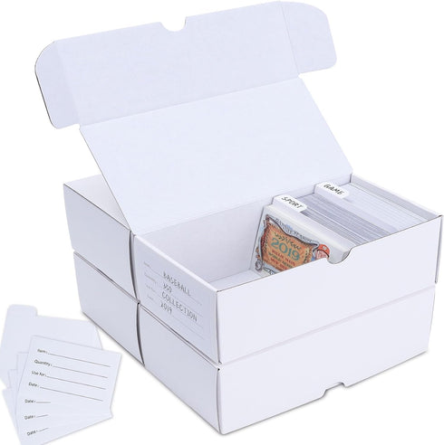 Trading-Card Storage Box, 4-Pack • 400 Count Corrugated Cardboard Storage Box with Dividers & Labels for TCG/Magic/Mtg