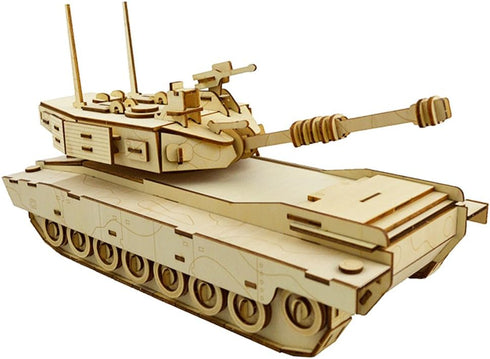 3D Wooden Puzzles Laser Engraving DIY Safe Assembly Constructor Kit Toy for Teens and Adults (Tank)