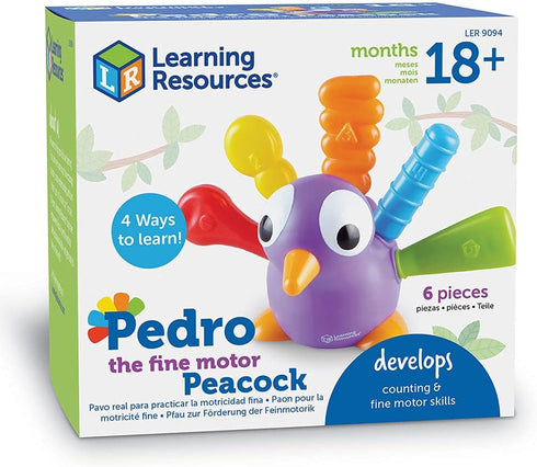 Learning Resources Pedro The Fine Motor Peacock, Toddler Learning Toys, Develops Fine Motor Skills, 6 Pieces