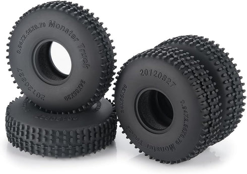 RCLIONS Rubber 1.0 Tires - Multi Terrain Pin Crawler Tyre 65x20mm for TRX4M SCX24 RC Crawler Car