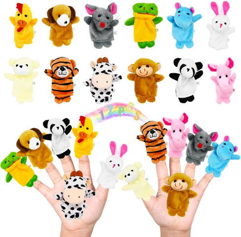 12 Animals Finger Puppets Set - Educational Pretend Play Toys for Kids Ages 3+ Easter Hunt Filler