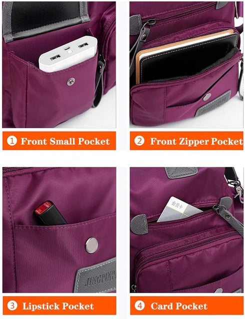 MINTEGRA Waterproof Multi Pocket Nylon Tote Bag for Women