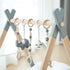 5 Wooden Baby Play Gym Foldable Gym Frame Activity Gym Hanging Bar with Toys Natural for Newborn Baby (Foldable Grey)