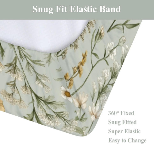 Summer 32''16'' Vintage Wildflowers Baby Changing Pad Covers for Boys Girls Retro Plant Fitted Change Table Pad Covers