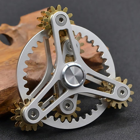 (12 Pure Brass Fidget Spinner Gears Linkage Fidget Gyro Toy Metal DIY Hand Spinner Spins Long Time EDC Focus Meditation