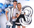 Big Giant Jumbo Silver Number 13 Foil Mylar Balloons - 40 Inch for Girl Boy 13th Birthday Party Supplies & 13