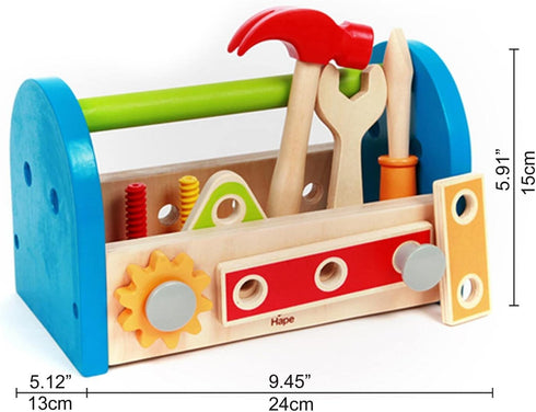 Hape Kid's Wooden Tool Box and Accessory Play Set, Fix It