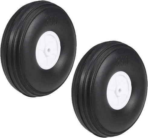uxcell Tire and Wheel Sets for RC Airplane, 3.5" PU Sponge Tire with Plastic Hub, 2pcs