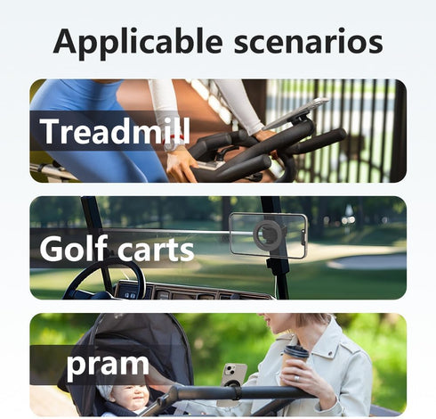 Lusinus Magnetic Stroller Phone Holder Compatible with MagSafe, One-Hand Adjustable Strap Mount for YOYO and UPPAbaby
