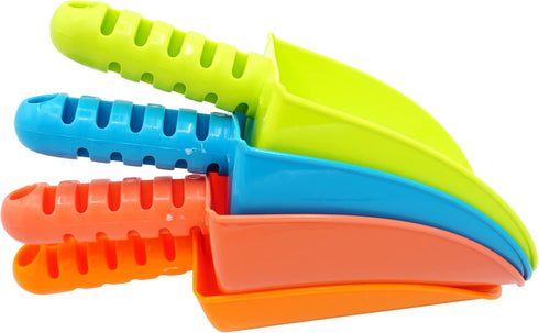 4E's Novelty 4 Pack Beach Shovels - 8 Inch Heavy Duty Plastic Sand Shovels for Kids, Great for Outdoor Digging
