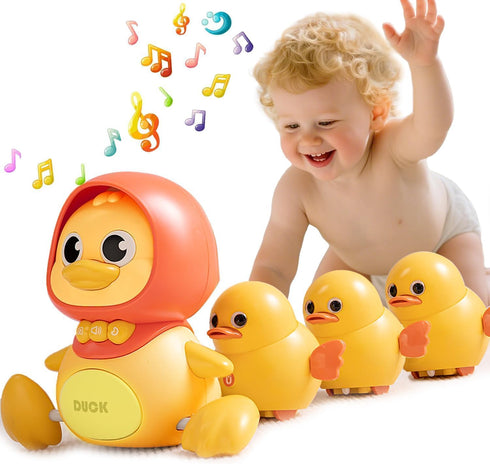 JUYEE Baby Crawling Toys Set of 4 - Magnetic Ducks Family for Infants