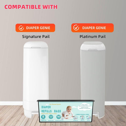 Chariholis 30 7-Layer Technology-5 Packs Diaper Pail Refills Bags with Bags Compatible with Genie Easy Roll Signature