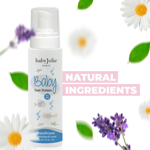 7oz (210ml) Baby Jolie Baby Shampoo Foam Paris, With tear-free formula. Cradle Cap Shampoo for Babies Gentle and Safe