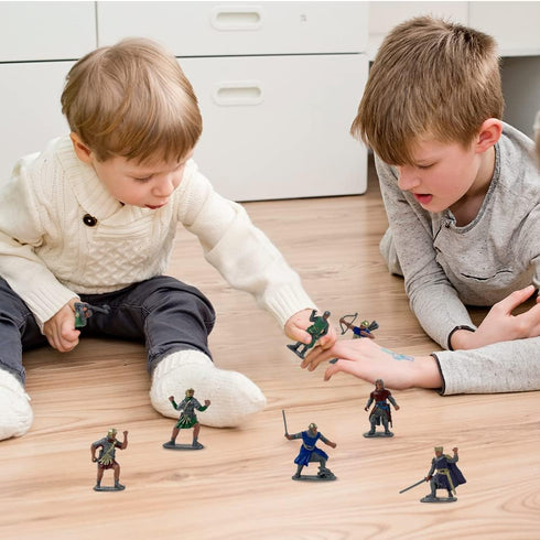 ArtCreativity Knight Action Figures for Kids - Set of 16 Free-Standing Knight Figurines, Medieval Party Decorations &
