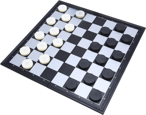 3 in 1 Magnetic Chess Checkers Backgammon Set, Folding Travel Games for Kids and Adults (Chess: Gold & Silver)