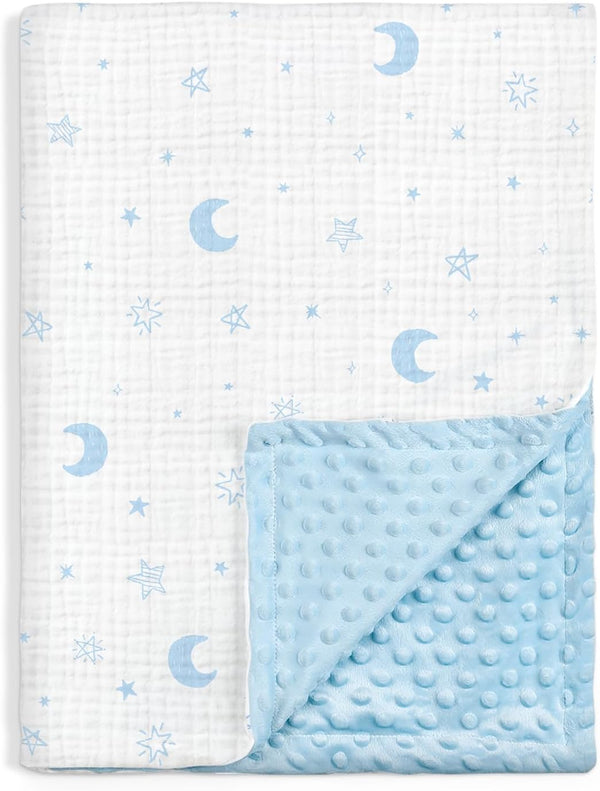 Star Moon Baby Blankets for Boys Girls, Soft Nursery Minky Blankets with