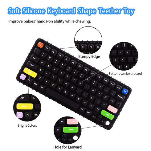 Baby Keyboard Teething Toys | Soft Silicone Teethers for Babies 0-3, Infant Teether Pacifier for Breastfeeding