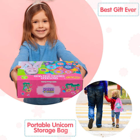 3 4 5 6 Set Playset, 3+ VERTOY Gifts for Year Old Girls, Flower Garden Building Toys for Toddlers, STEM Preschool