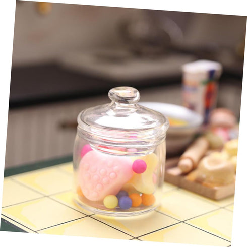 Artibetter 2 Pcs Miniature Jar 1:12 Doll Glass Jars with Lids, Miniature Glass Bottles for Doll House