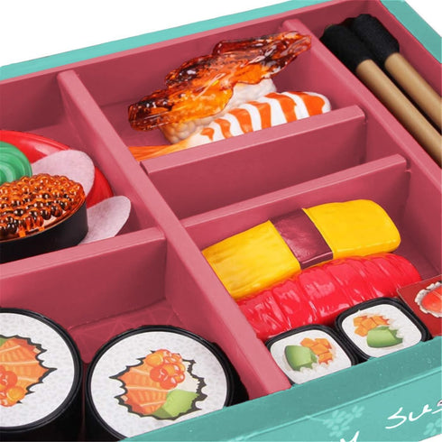 Set 19 Set Authentic Japanese Sushi Bento Box Pretend Play Dinner Food - Piece Cutting Food Toy Play for Kids